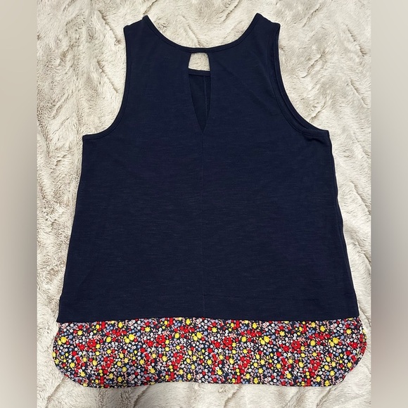 J. Crew Tank Top Navy Blue Floral Trim - Picture 5 of 7